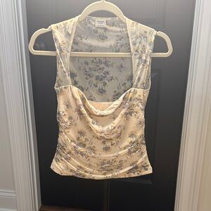 Abercrombie & Fitch Cream Floral Sleeveless Blouse